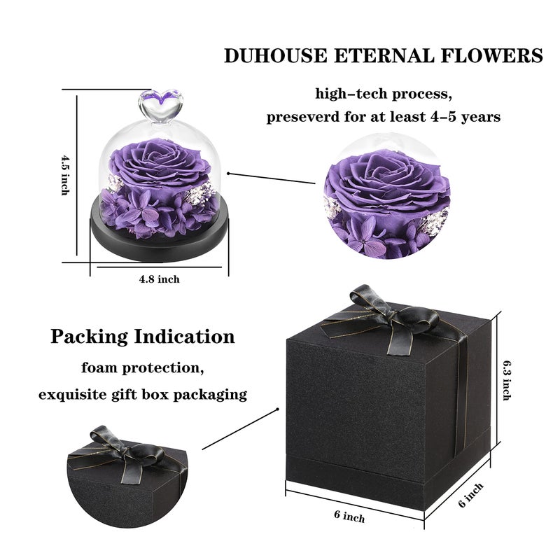 DuHouse Forever Roses Preserved Real Flowers Eternal Enchanted Rose Flower Box for Valentines Gifts Birthday Anniversary Christmas (Red) - Image 2